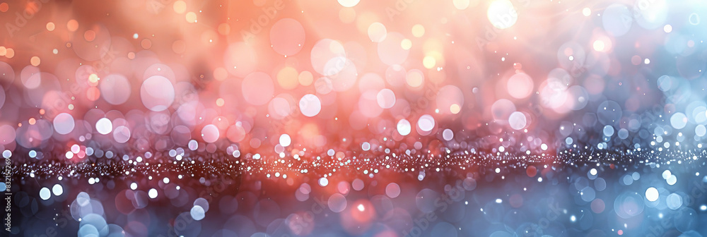 Poster abstract bokeh light background with soft blue and orange tones creating a dreamy and ethereal atmos