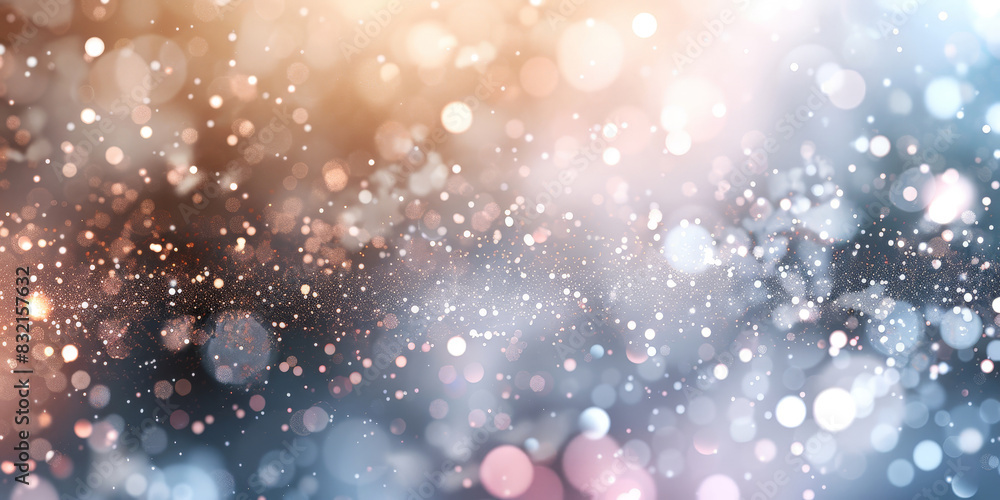 Poster abstract bokeh light background with soft blue and orange tones creating a dreamy and ethereal atmos