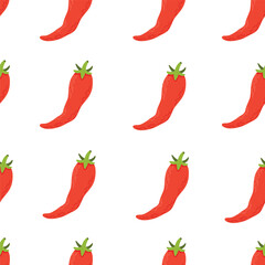 Seamless background with hand drawn vegetables. Flat chilli. Vegetarian healthy food texture. Vegan, farm-raised, organic, detox