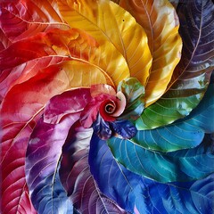 A dynamic display of colorful leaves spinning in rotation, evoking a sense of whimsy and wonder.
