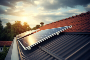 Placas solares en el tejado.