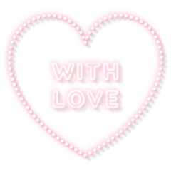 Pink with love neon word in a heart transparent png