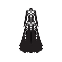 Gothic attire silhouette in elegant and mysterious design - minimalist gothic attire vector
