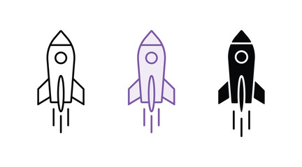 Rocket icon set. Startup icon vector. Abstract rocket ship symbolizing the startup's launch and growth. simple Vector art