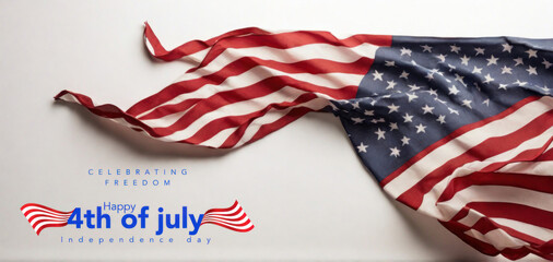 Happy 4th of July - Independence Day. Usa Celebration, American Flag isolated in white background