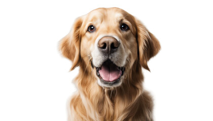Golden Retriever with a joyful expression isolate on transparent background, cutout, png