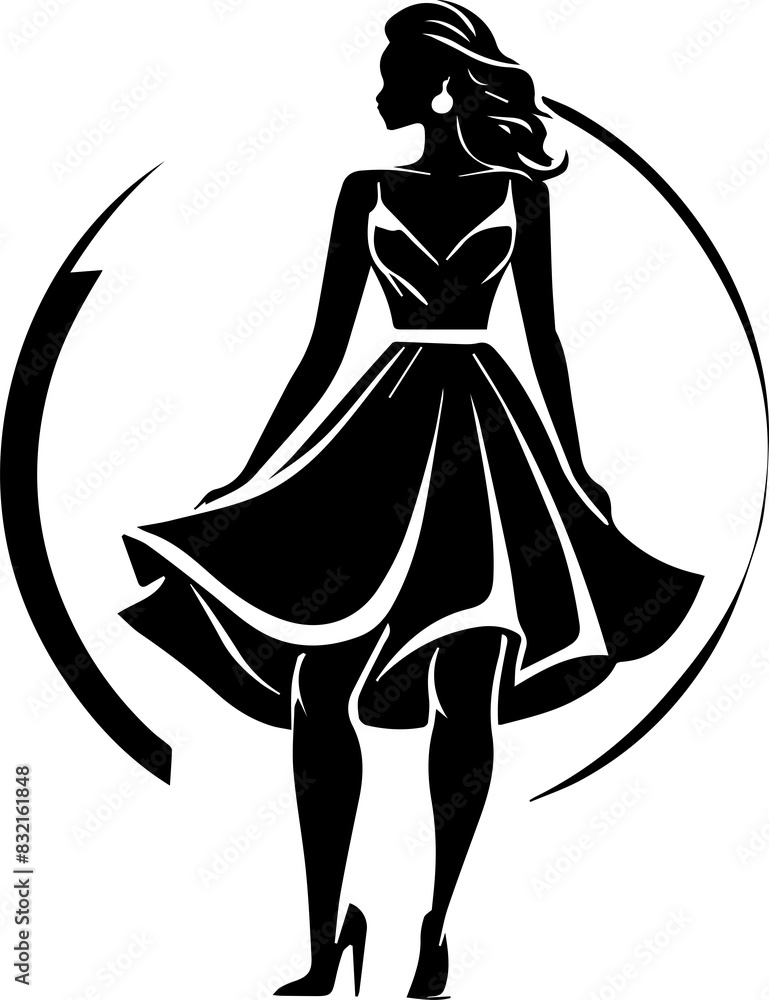 Wall mural woman or ladies dress silhouette isolated on white background