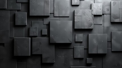 Abstract black and grey geometric background with squares and rectangles.