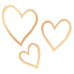 Fototapeta premium Png gold heart design element in hand drawn style