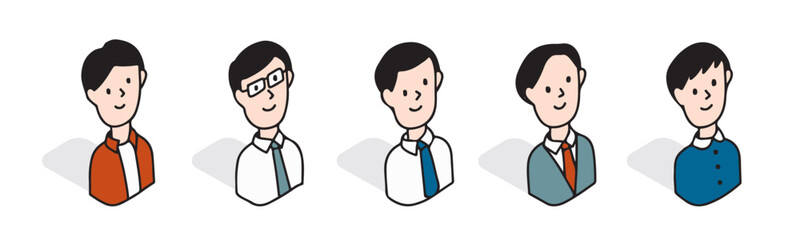 男性のイラストセット　お父さん　アイコン