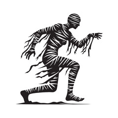 Spooky mummy silhouette with intricate details for design projects - minimalist mummy vector
