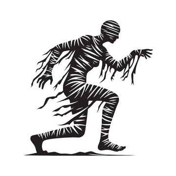 recommend clip art: Spooky mummy silhouette with intricate details for design projects - minimalist mummy vector
                    