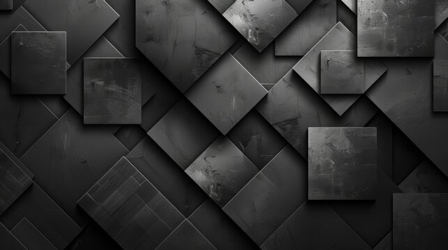 Abstract geometric pattern of overlapping black squares.