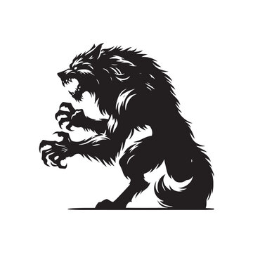 Eye-catching werewolf silhouette for captivating design elements - minimalist werewolf vector

