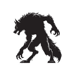A stunning werewolf silhouette perfect for fantasy illustrations - minimalist werewolf vector
