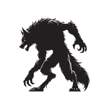 recommend clip art: A stunning werewolf silhouette perfect for fantasy illustrations - minimalist werewolf vector
                    