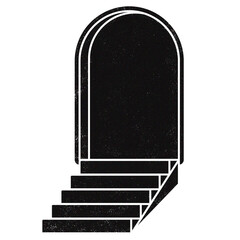 Arch door png sticker, black and white, transparent background