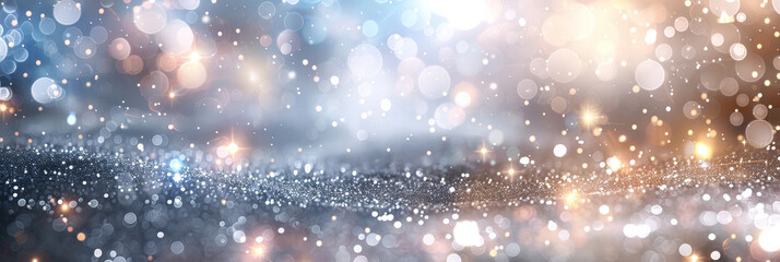 Fototapeta premium Abstract bokeh light background with a soft pink and blue gradient creating a dreamy and magical atmosphere with sparkling lights and blurred circles 