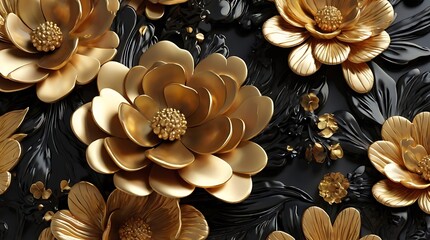 close-up of a gold flower with a black background