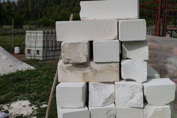 Aerated lightweight gypsum building concrete blocks prepared for building wall modular building...