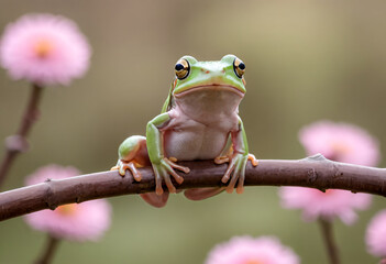 Obraz premium Frog perch on branch
