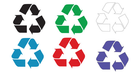 set of recycling icons. recycle logo symbol. Vector illustration.