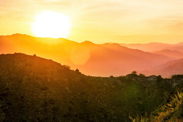 beautiful scenic sunset landscape of a canyon between two mountains