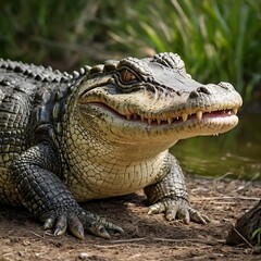 Fototapeta premium A friendly alligator with a big smile