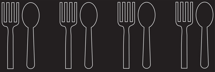 Silverware solid monochrome icon set. Fork, Spoon and Knife icons.