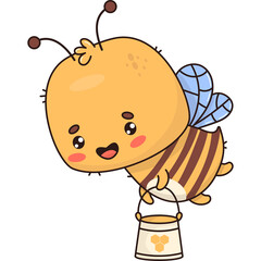 Bee with bucket of honey