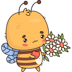 Bee with bouquet of flowers