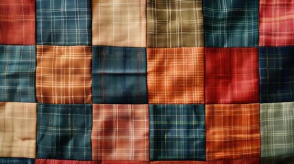 Colorful fabric print pattern. Textile printing grid pattern in square 