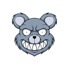 Evil bear head illustration. Bear logo emblem vector. Isolated on white background.