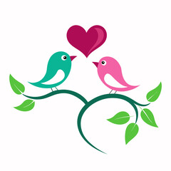 Two Bird Making Love on a Branch vector illustration 