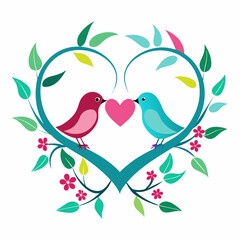 Two Bird Making Love on a Branch vector illustration 