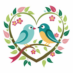 Two Bird Making Love on a Branch vector illustration 