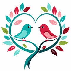 Two Bird Making Love on a Branch vector illustration 