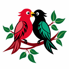 Two Bird Making Love on a Branch vector illustration 