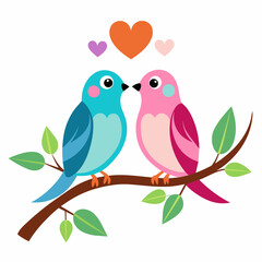 Two Bird Making Love on a Branch vector illustration 