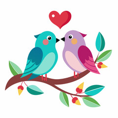 Two Bird Making Love on a Branch vector illustration 