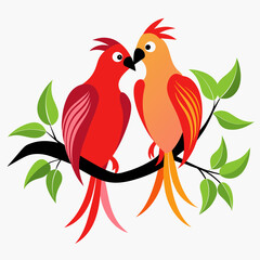 Two Bird Making Love on a Branch vector illustration 