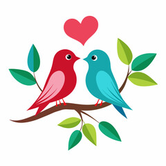 Two Bird Making Love on a Branch vector illustration 