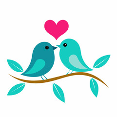 Two Bird Making Love on a Branch vector illustration 