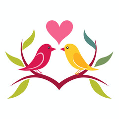 Two Bird Making Love on a Branch vector illustration 