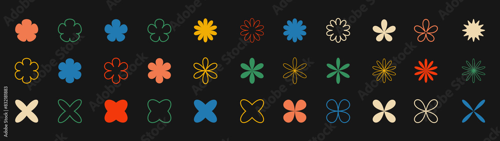 Poster abstract retro geometric shapes set. geometric shapes and elements collection. brutalism basic form 