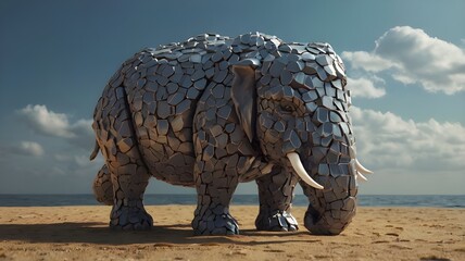 Fototapeta premium 3d elephant in the sky