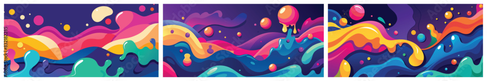 Poster liquid color background design. fluid gradient composition. geometric background. orange elements wi