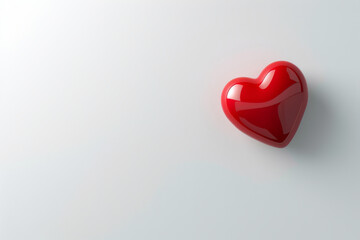 Red heart on white background symbolizing love and romance