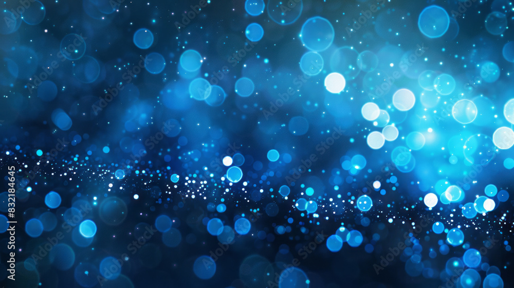Poster abstract blue bokeh background with sparkling lights