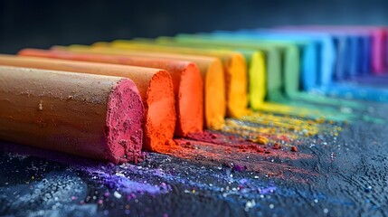 Colorful Chalk in a Row